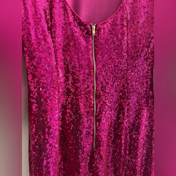 Lulus Hot Pink Sequin Bodycon Midi Dress – Women’s Party / Holiday Dress - Picture 5 of 9